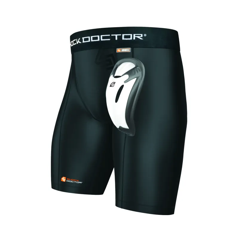 Pantaloncini a compressione Shock Doctor con Bioflex Cup nero