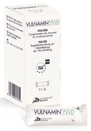 Vulnamin pwd medicazione interattiva in polvere di sodio jaluronato e aminoacidi 2 stick pack