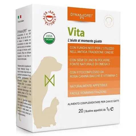 Vita - Integratore Alimentare Multivitaminico per Cani e Gatti, 20 Bustine da 1g