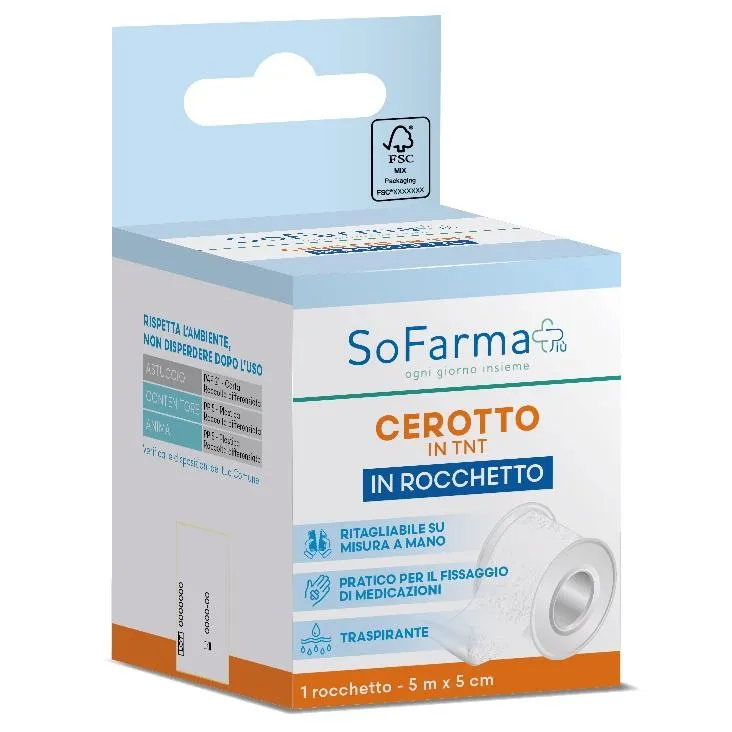 Sofarmapi Cerotto in Tessuto Non Tessuto, Rotolo di 5m x 5cm