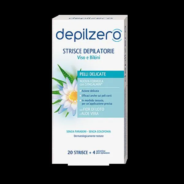 Depilzero - Confezione da 20 Strisce Depilatorie per Viso e Bikini