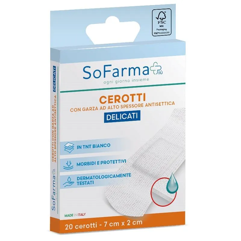 Sofarmapi Cerotti Delicati - Confezione da 20 Pezzi, 7x2cm