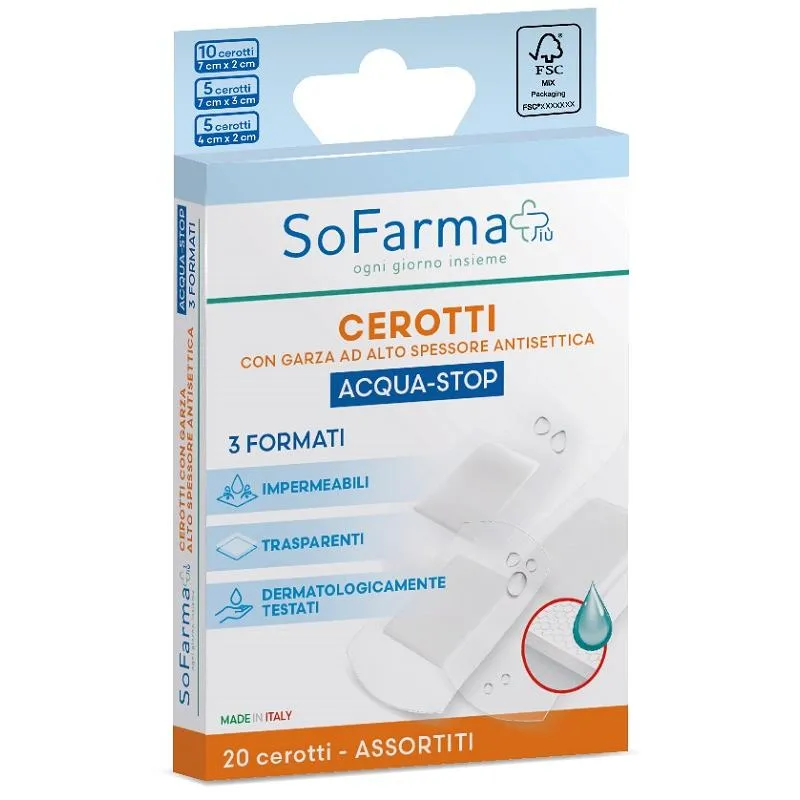 Sofarmapi Aqua-Stop 20 Cerotti Impermeabili Assortiti