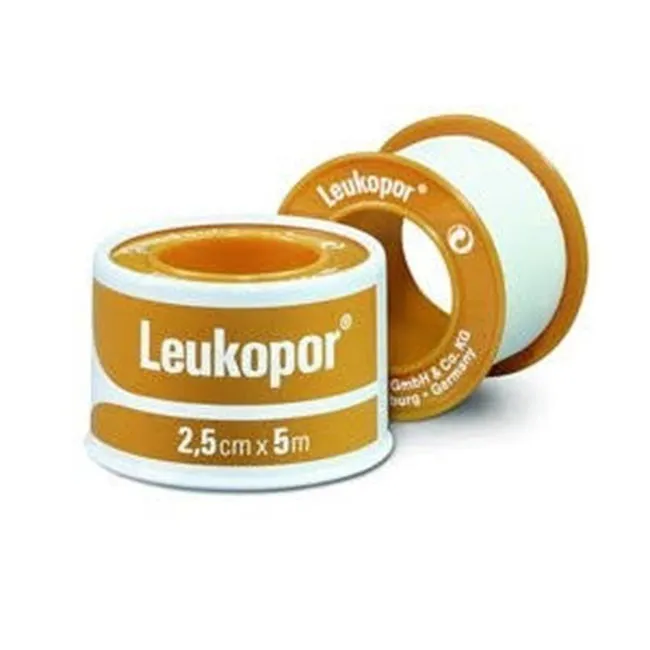 Cerotto in rocchetto leukopor ipoallergenico tessuto non tessuto bianco 2,5x500 cm