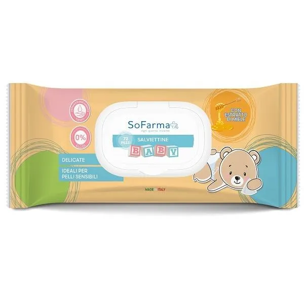 Sofarmapi Salviettine per Bambini al Miele - Confezione da 72 Pezzi