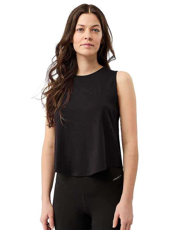 MANDALA Canotta da yoga cropped da donna nero | XS