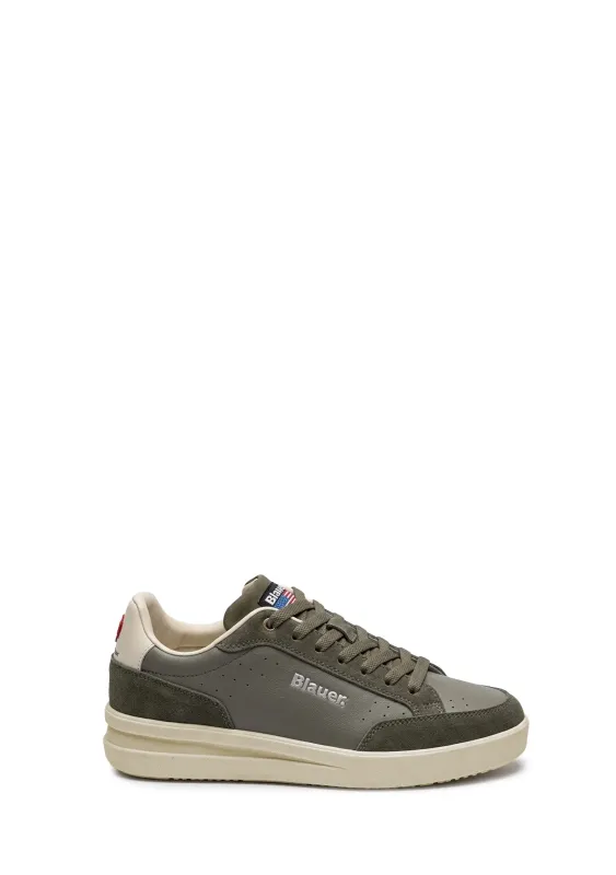 Blauer sneakers uomo Kyoto in pelle e suede verde militare - 42