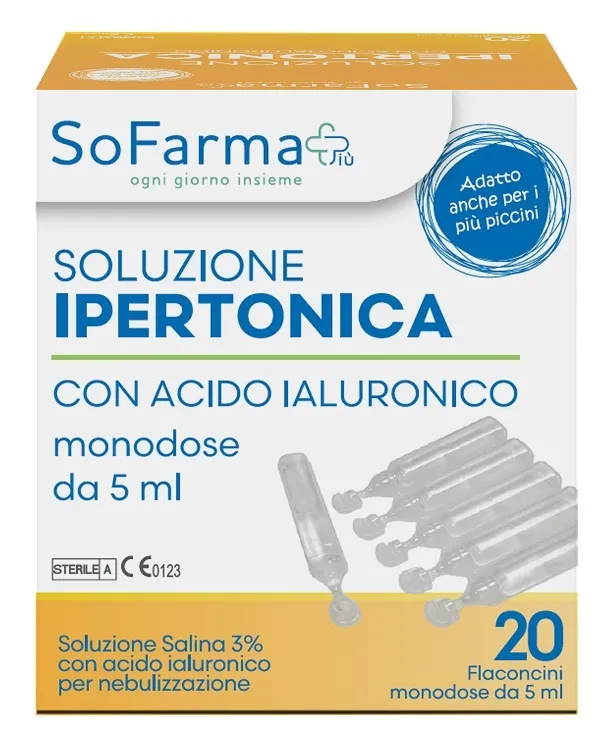Soluzione ipertonica 3% acido ialuronico 20 flaconi 5 ml sofarmapiu