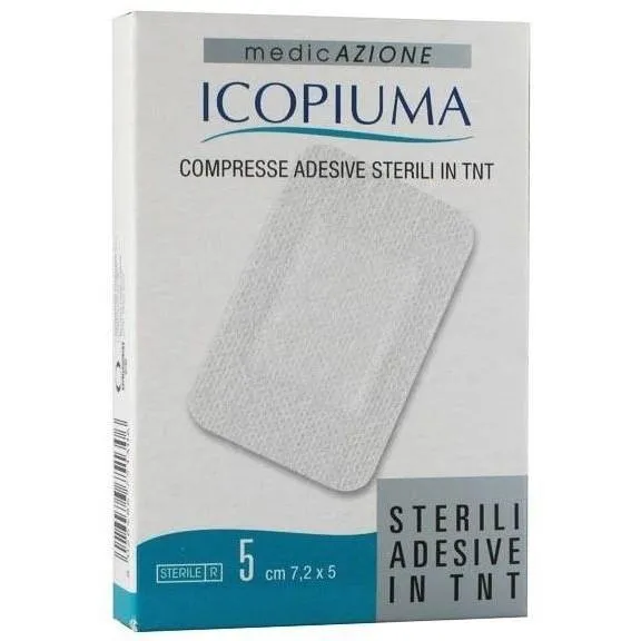 Compressa adesiva tessuto non tessuto 7,5 x 5 cm 5 pezzi