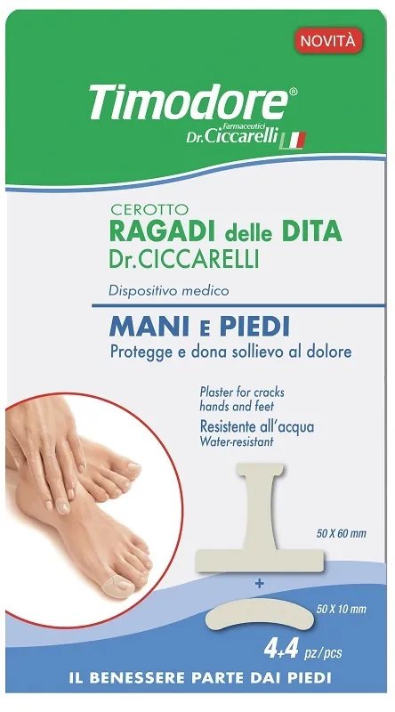 Timodore cerotto ragadi dita mani e piedi 50x60 mm 4 pezzi + 50x10 mm 4 pezzi