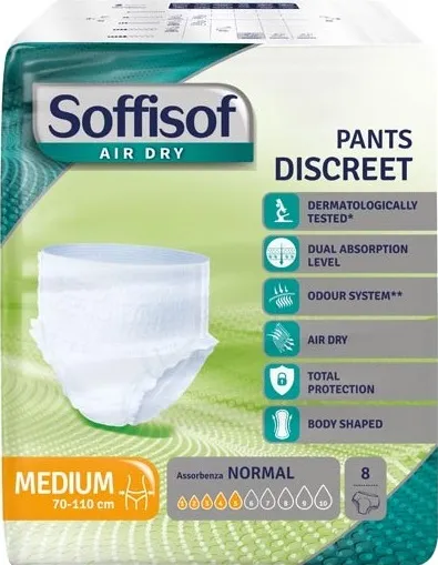 Pannolone soffisof air dry pants discreet medium 8 pezzi