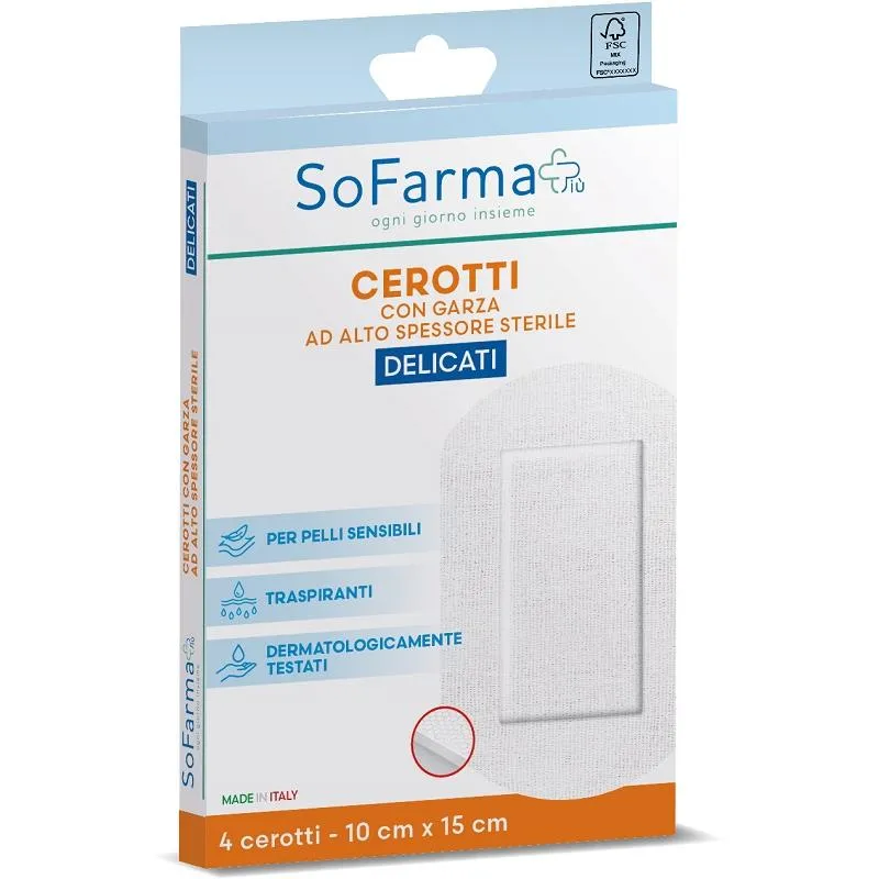 Sofarmapi Cerotti Delicati, Confezione da 4 Pezzi, 10x15cm