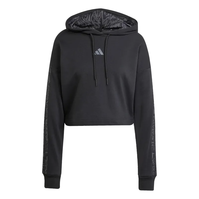 Felpa con cappuccio con stampa da donna adidas Essentials 3-Stripes French Terry
