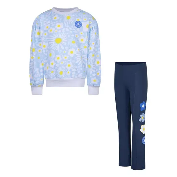Set felpa e leggings stampati da bambina Converse