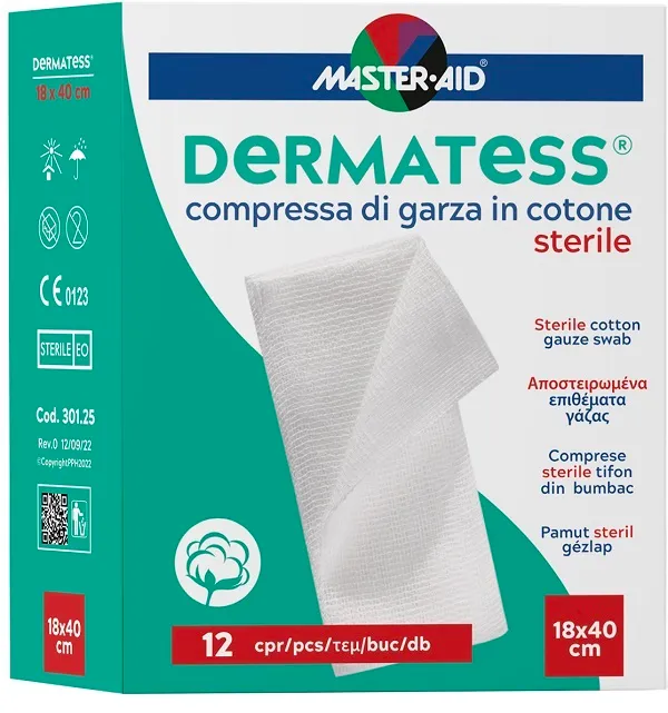 Garza idrofila dermatess cotone 18x40 12 pezzi
