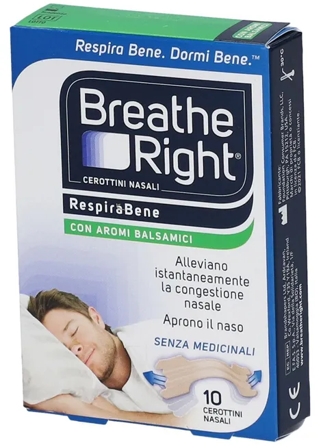 Cerotti nasali breath right balsamici 10 pezzi