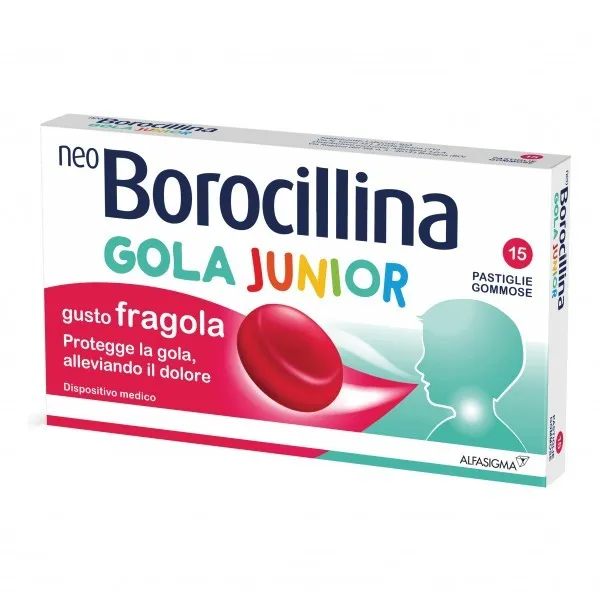 Neoborocillina gola junior 15 pastiglie fragola