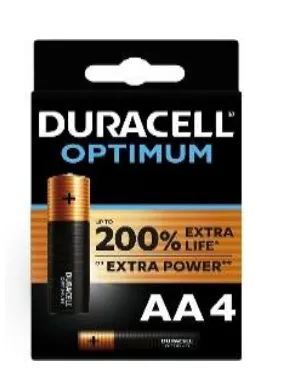 Duracell optimum aaa b4 4 pile blister