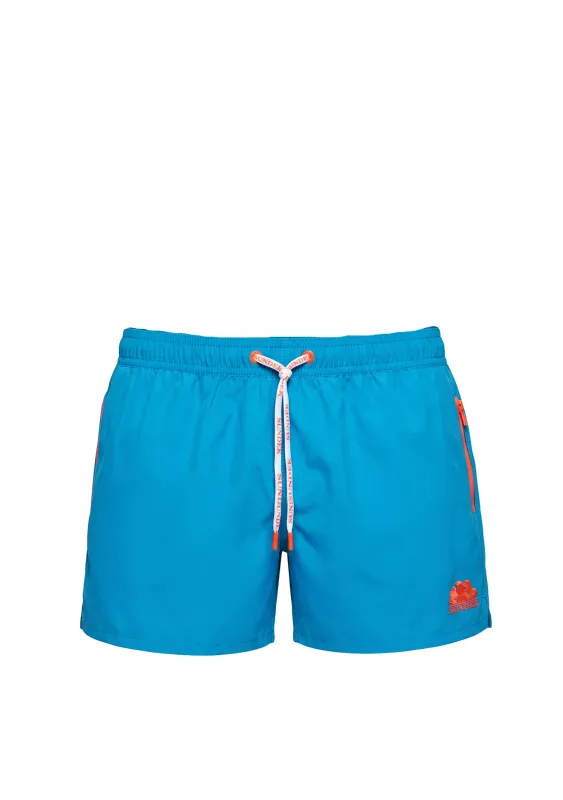 Sundek boxer mare uomo con profili fluo azzurro - M