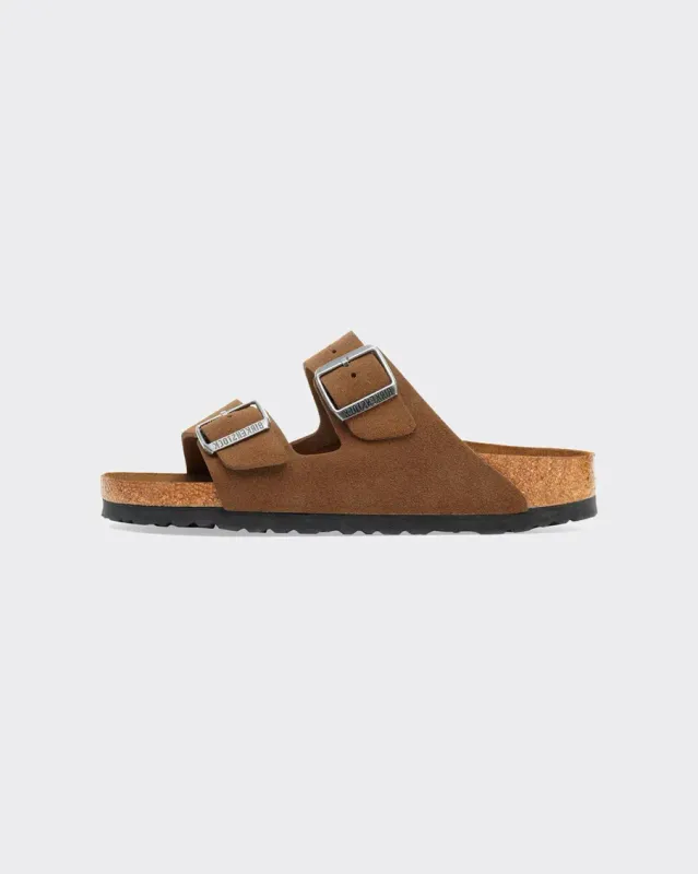Birkenstock Ciabatta Arizona Softbed Suede Leather Dark Tea