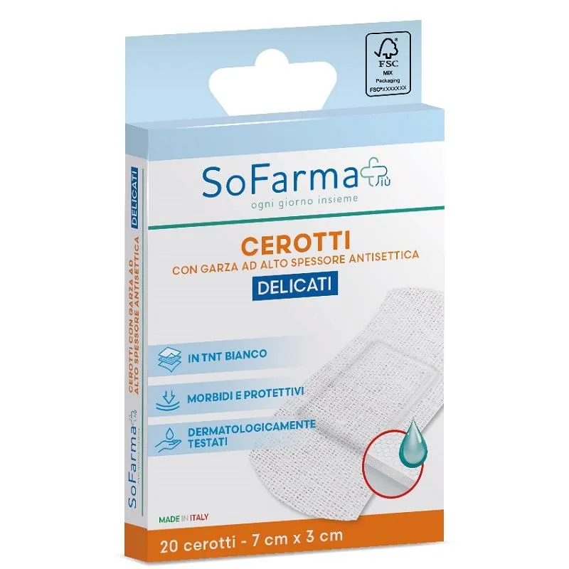 Sofarmapi Cerotti Delicati, Confezione da 20 Pezzi, Misura 7x3cm