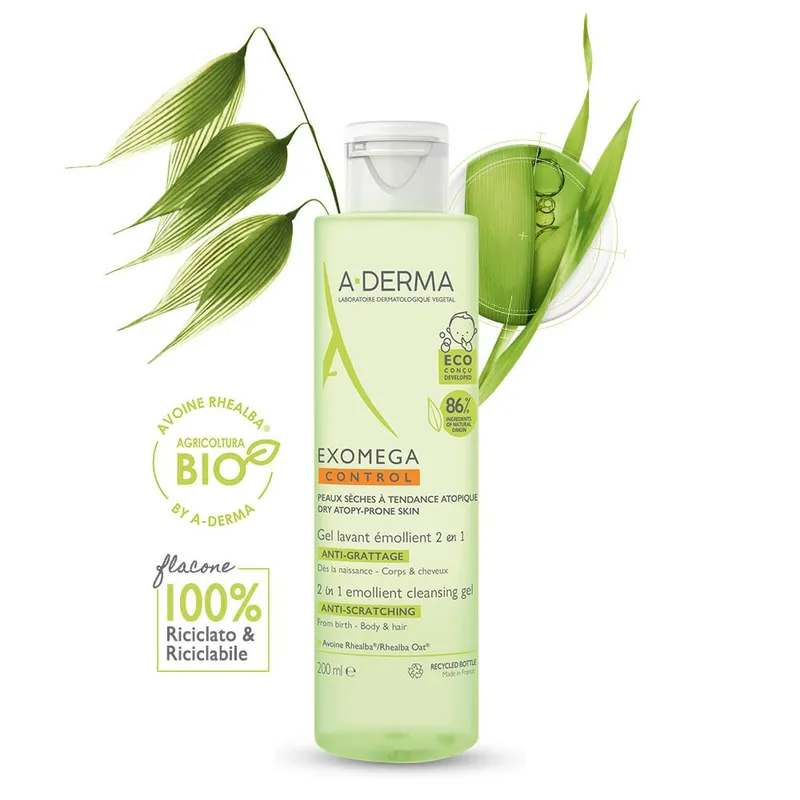 A-Derma Exomega Control 200ml - Gel Detergente Emolliente 2 in 1