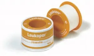 Cerotto in rocchetto leukopor ipoallergenico tessuto non tessuto bianco 1,25x500 cm