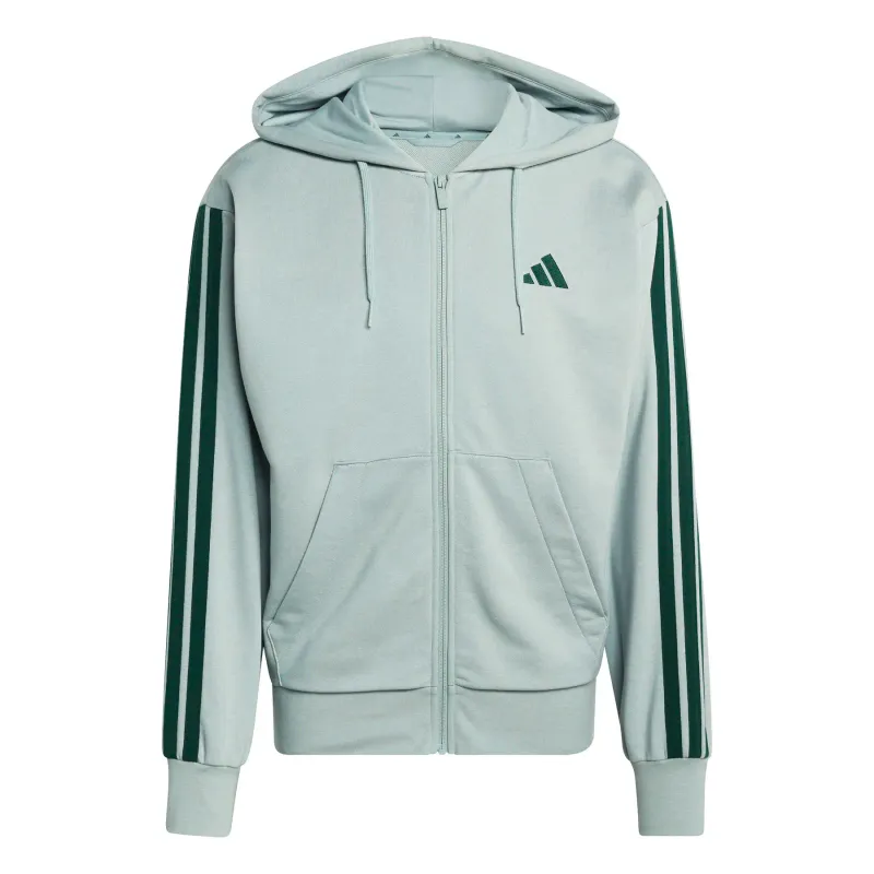 Felpa con cerniera a cappuccio adidas Essentials 3-Stripes French Terry