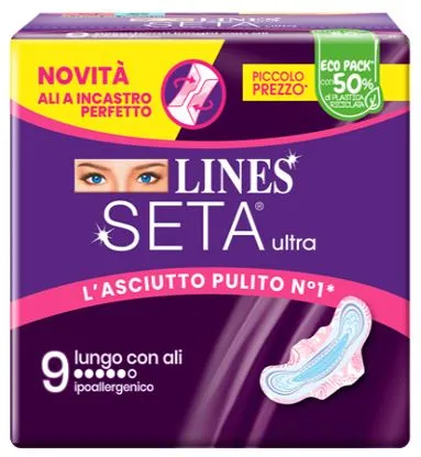 Lines seta ultra assorbenti lungo ali dwct 9 pezzi