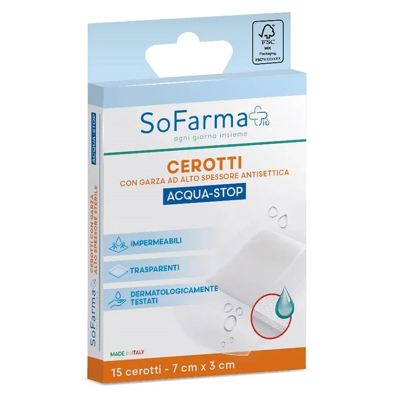 SOFARMAPIU' Cerotti Impermeabili in Acqua, 15 pezzi