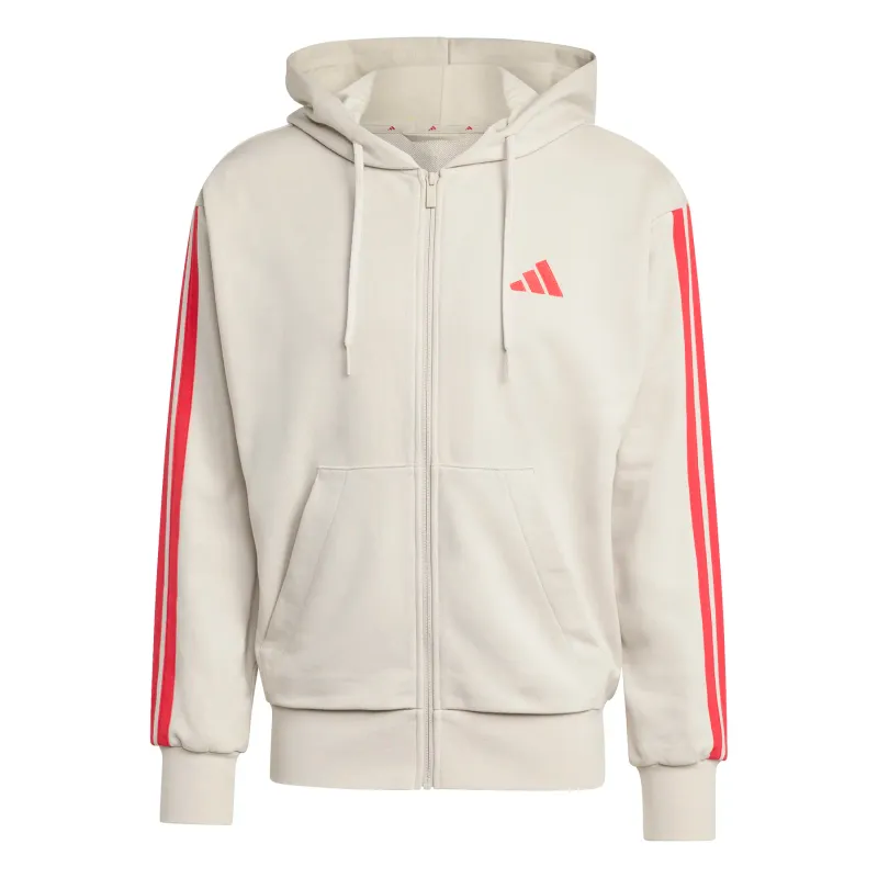 Felpa con cerniera a cappuccio adidas Essentials 3-Stripes French Terry