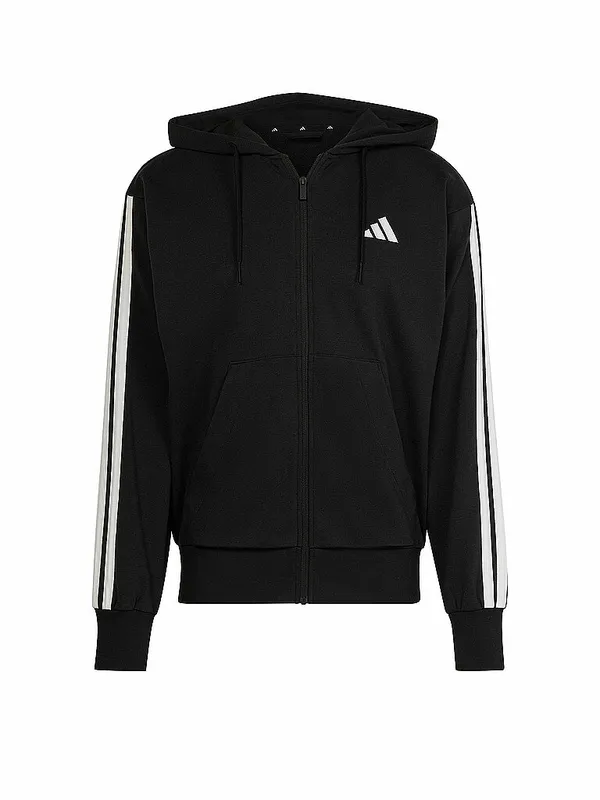 ADIDAS Felpa con cappuccio da uomo 3S FT FZ nero | M