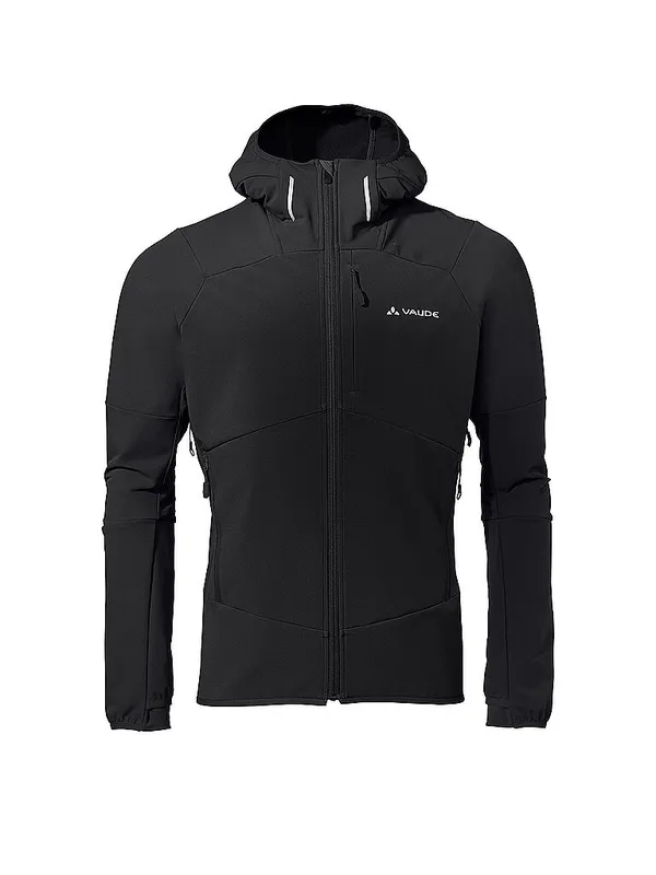 VAUDE Giacca softshell da uomo Larice con cappuccio nero | M