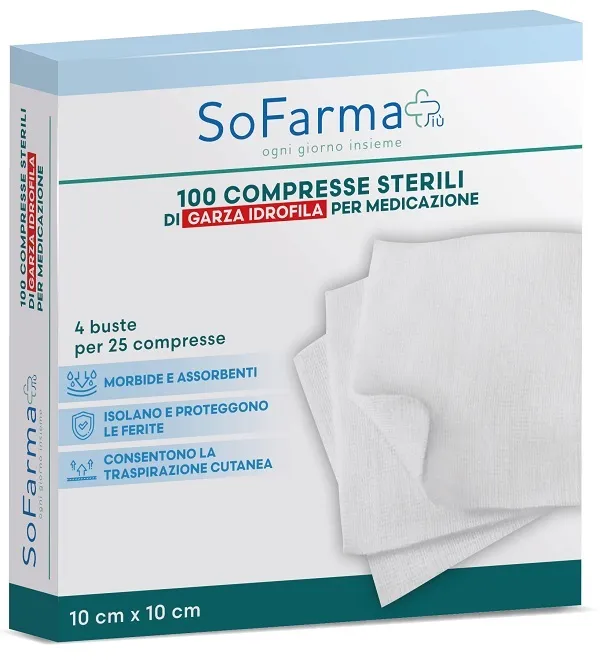 Compressa in cotone sofarmapiu' 10x10 cm 25 pezzi