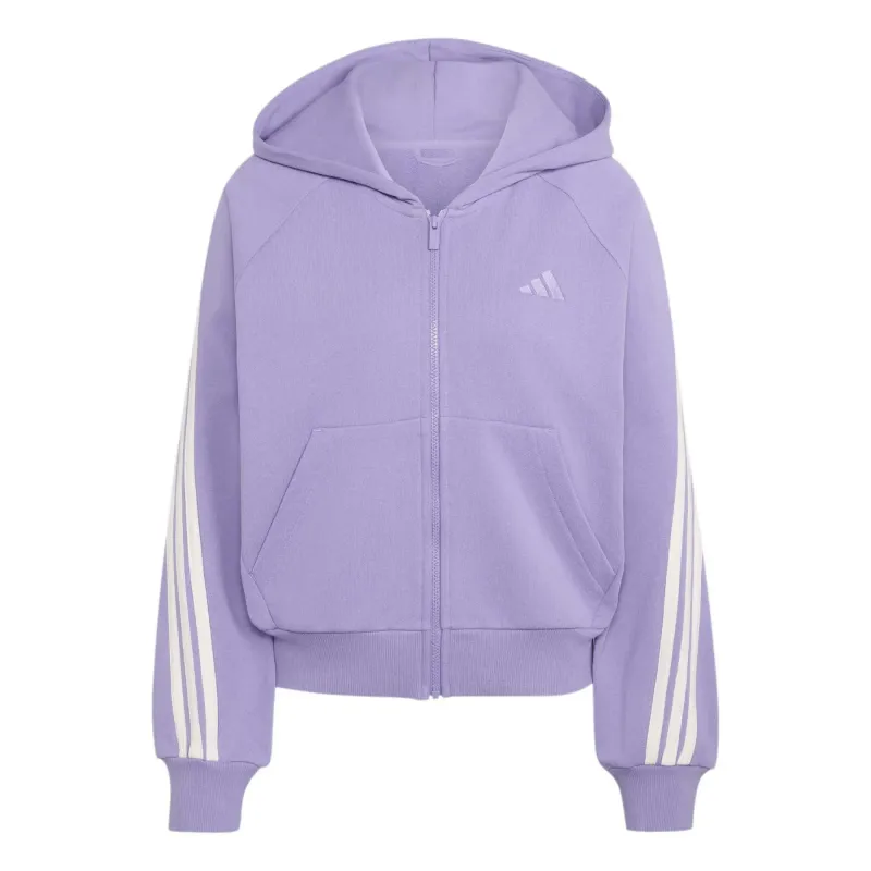 Felpa con cerniera a cappuccio da donna adidas 3-Stripes