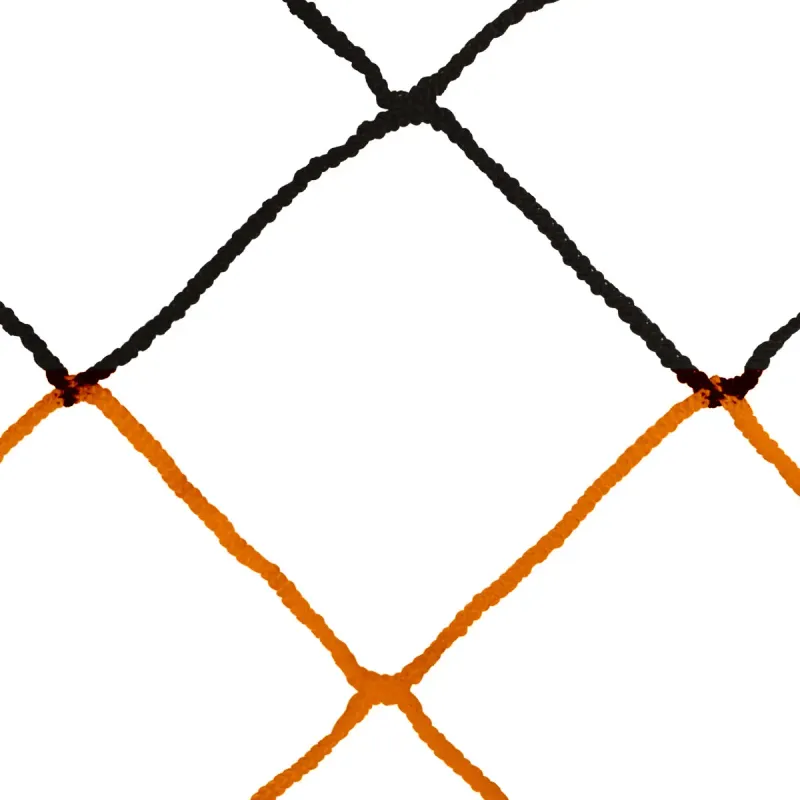 Coppia di reti da calcio a 11 europee bicolore PP intrecciato 4mm semplice maglia 120 nido d'ape Sporti